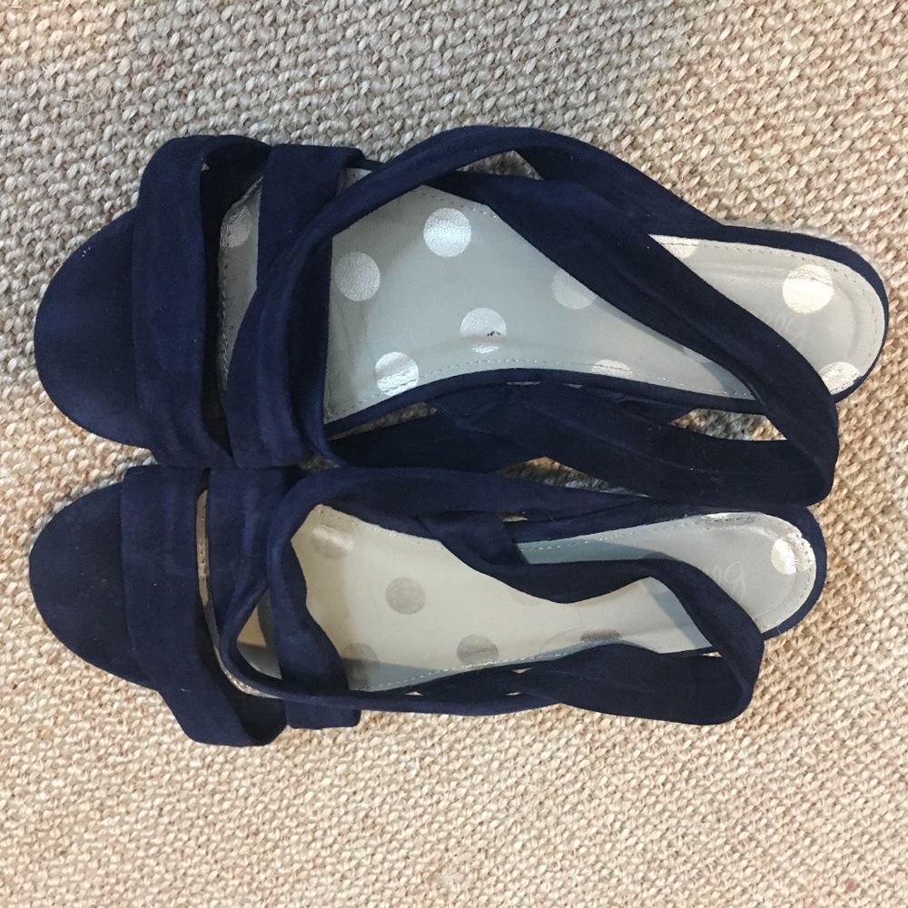 Boden espadrille sandals navy suede 8